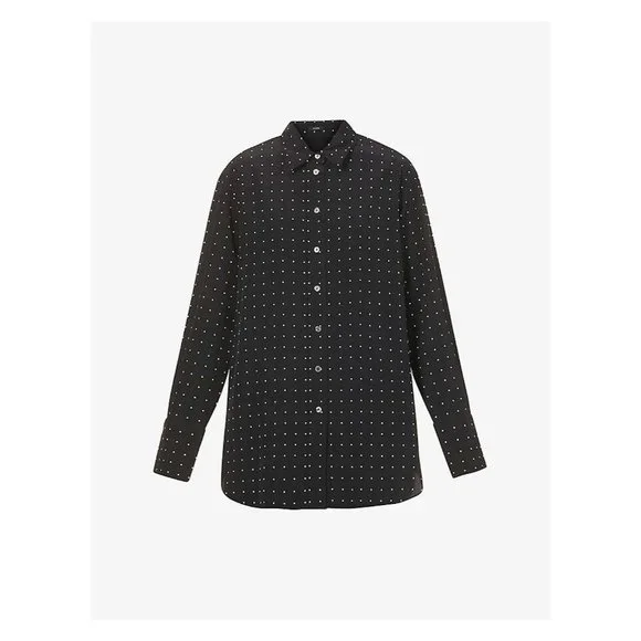 JOSEPH NWT Brooks Silk Black / Ivory Polka Dot Shirt - Picture 5 of 13